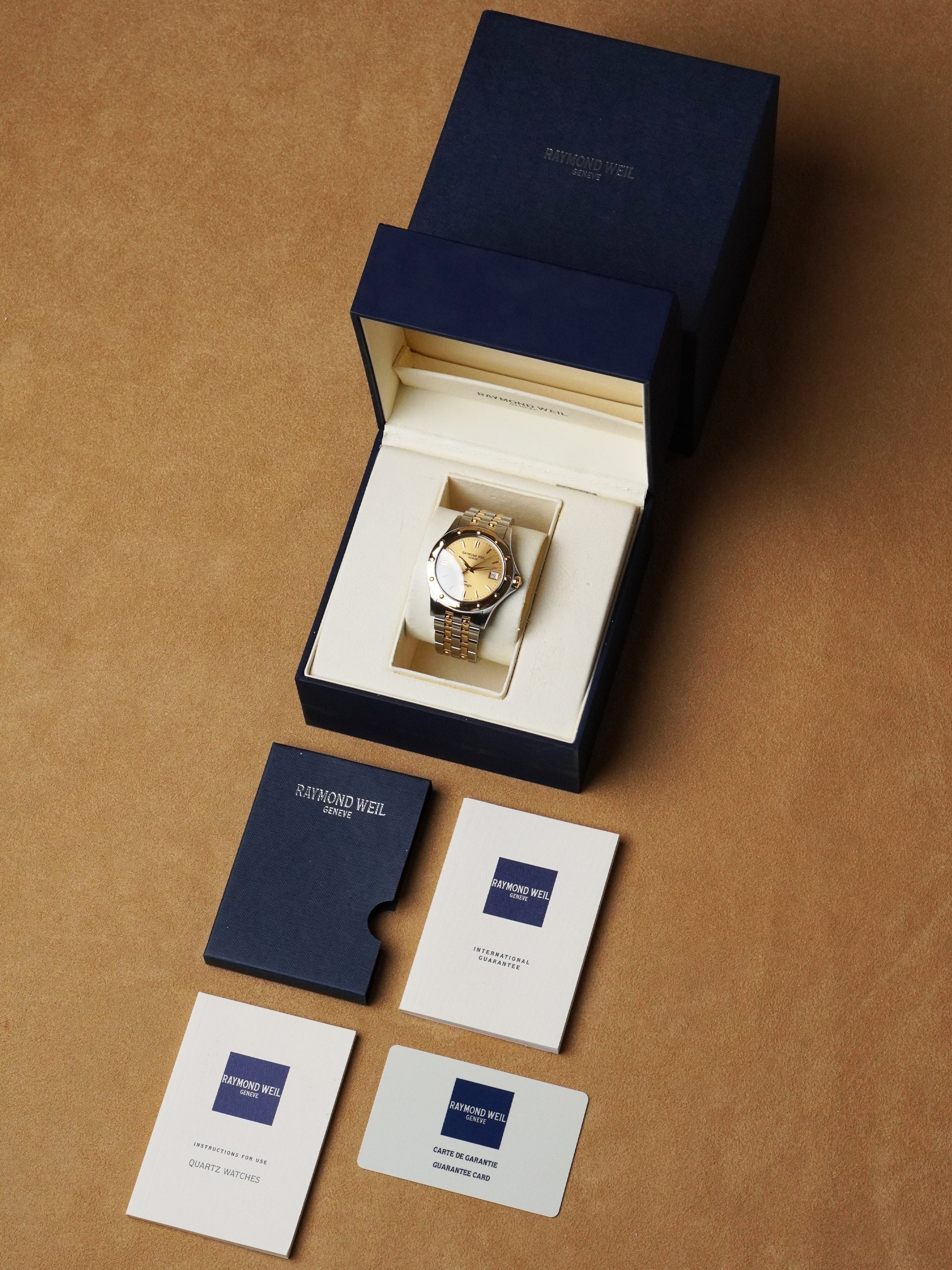 Raymond Weil Tango 5590 - Gold / Steel, Gold Dial, Quartz, Full Set (2005)