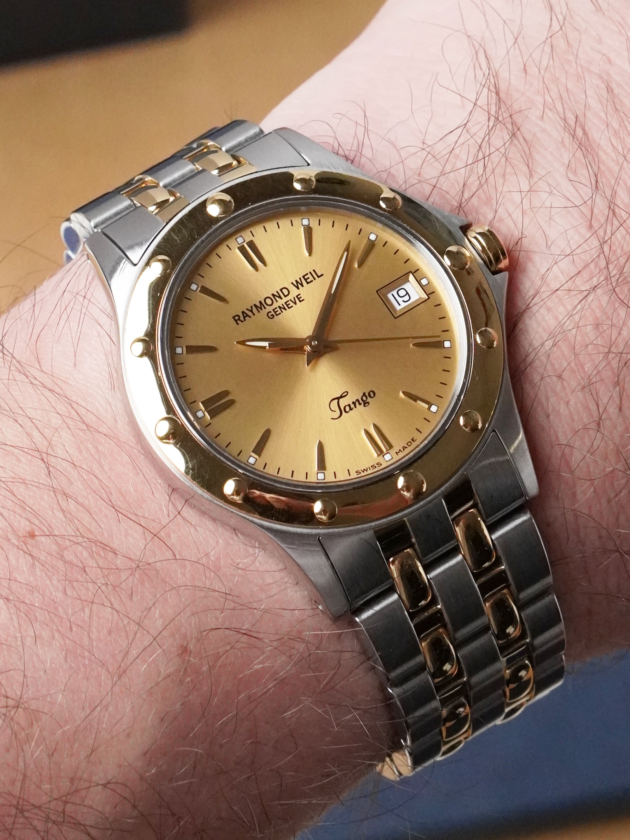 Raymond Weil Tango 5590 - Gold / Steel, Gold Dial, Quartz, Full Set (2005)