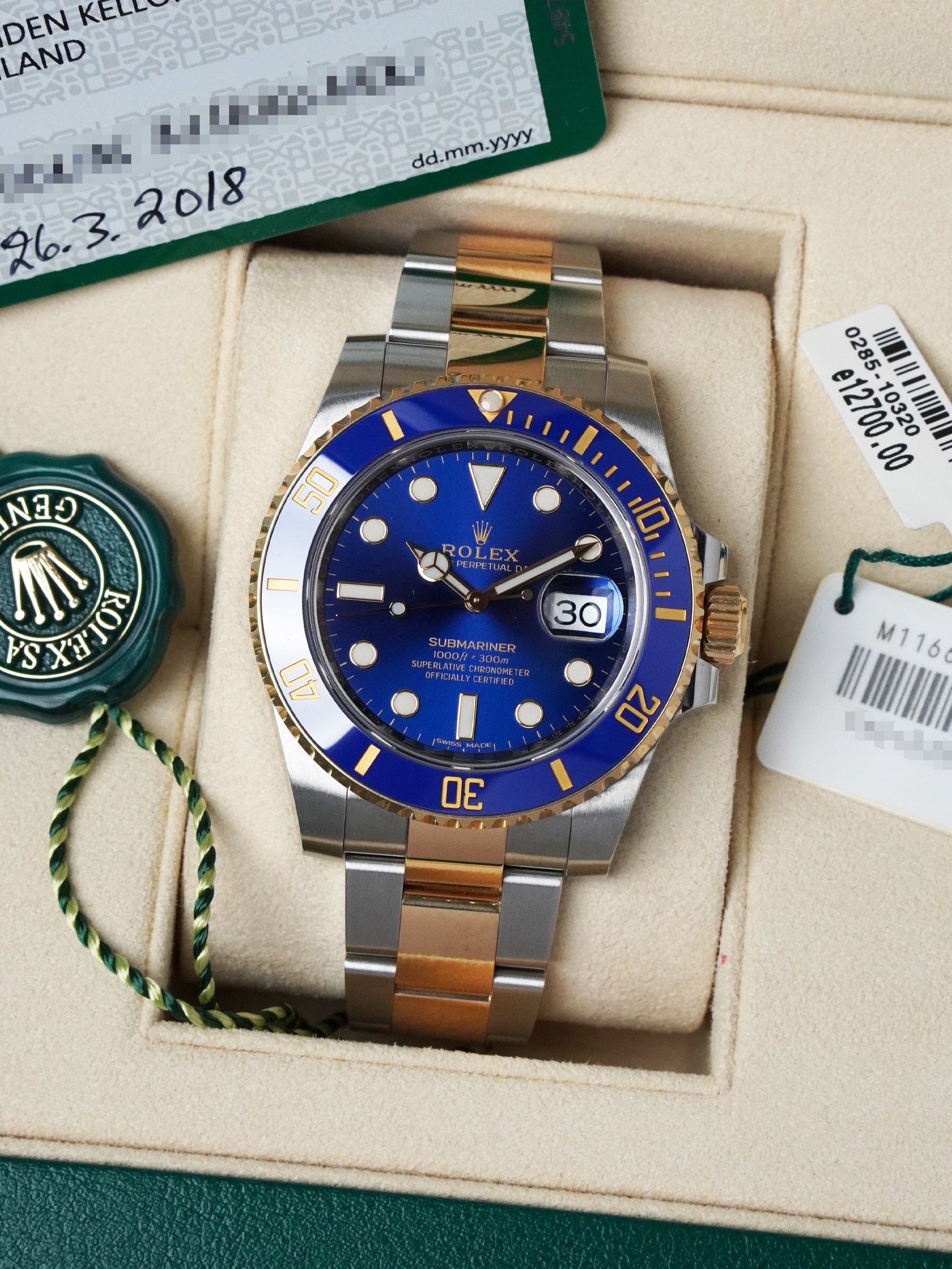 Rolex Submariner Date “Bluesy” 116613LB - SS/YG, Blue Dial, Automatic, Full Set (2018)