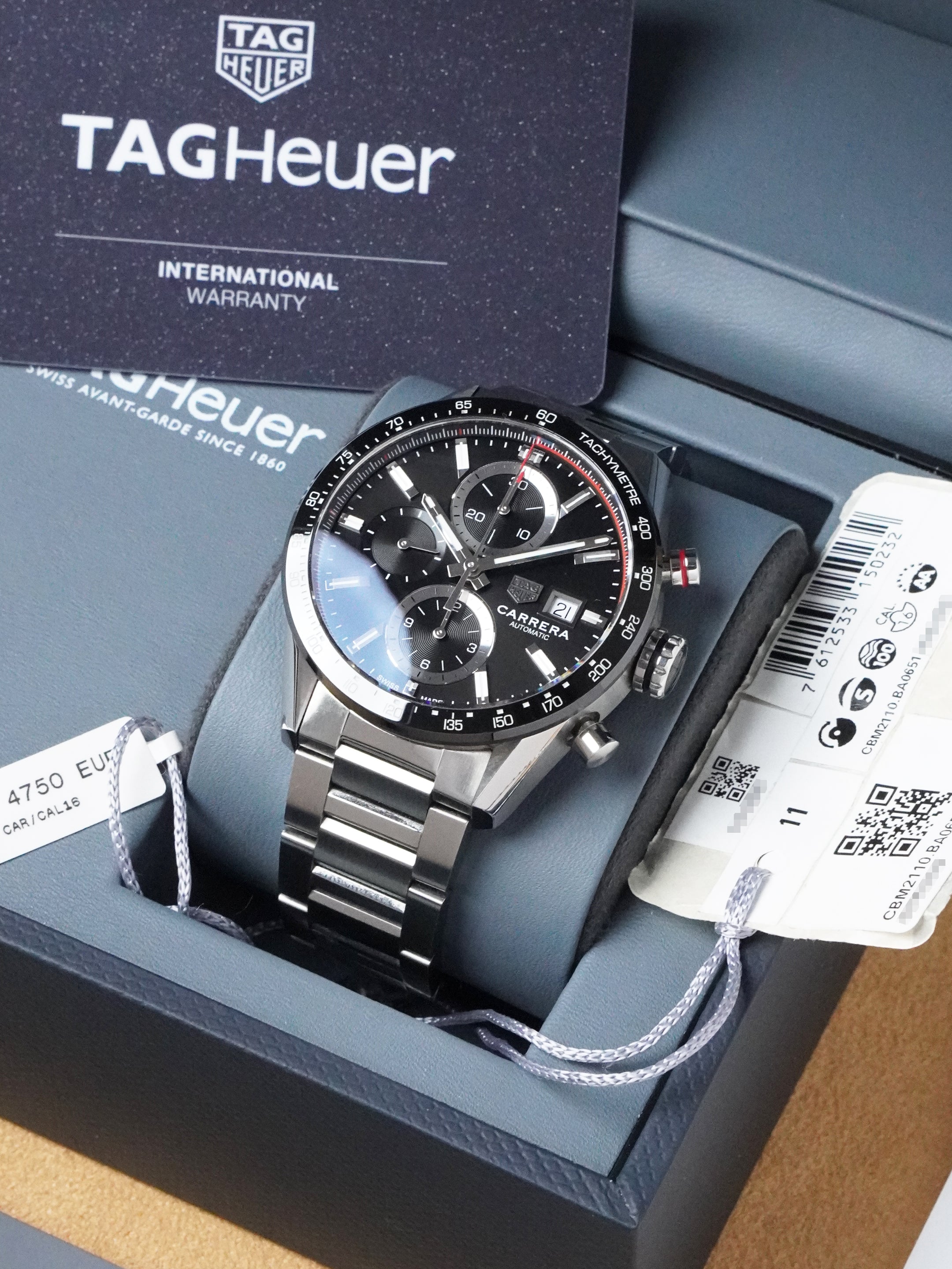 TAG Heuer Carrera Calibre 16 CBM2110.BA0651 - Stainless Steel, Black Dial, Automatic, Full Set (2024)