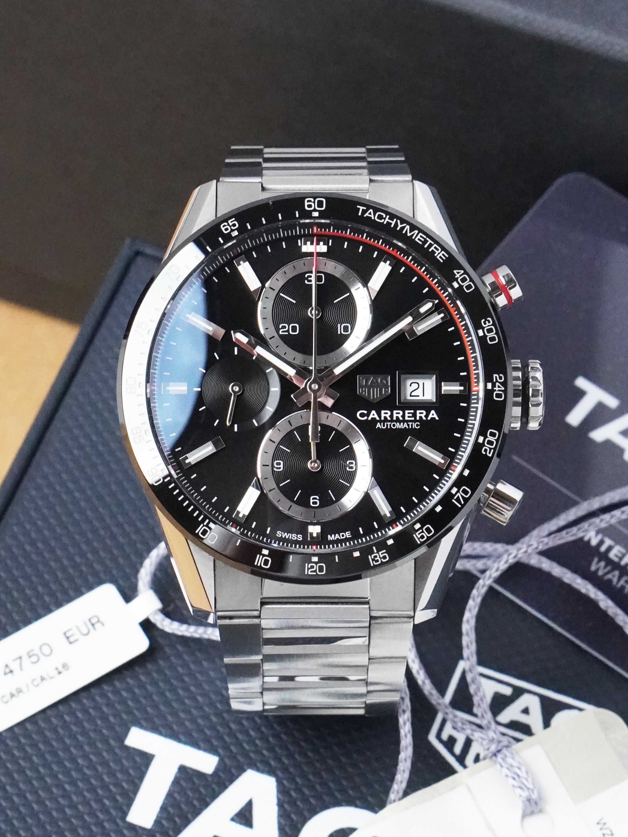 TAG Heuer Carrera Calibre 16 CBM2110.BA0651 - Stainless Steel, Black Dial, Automatic, Full Set (2024)