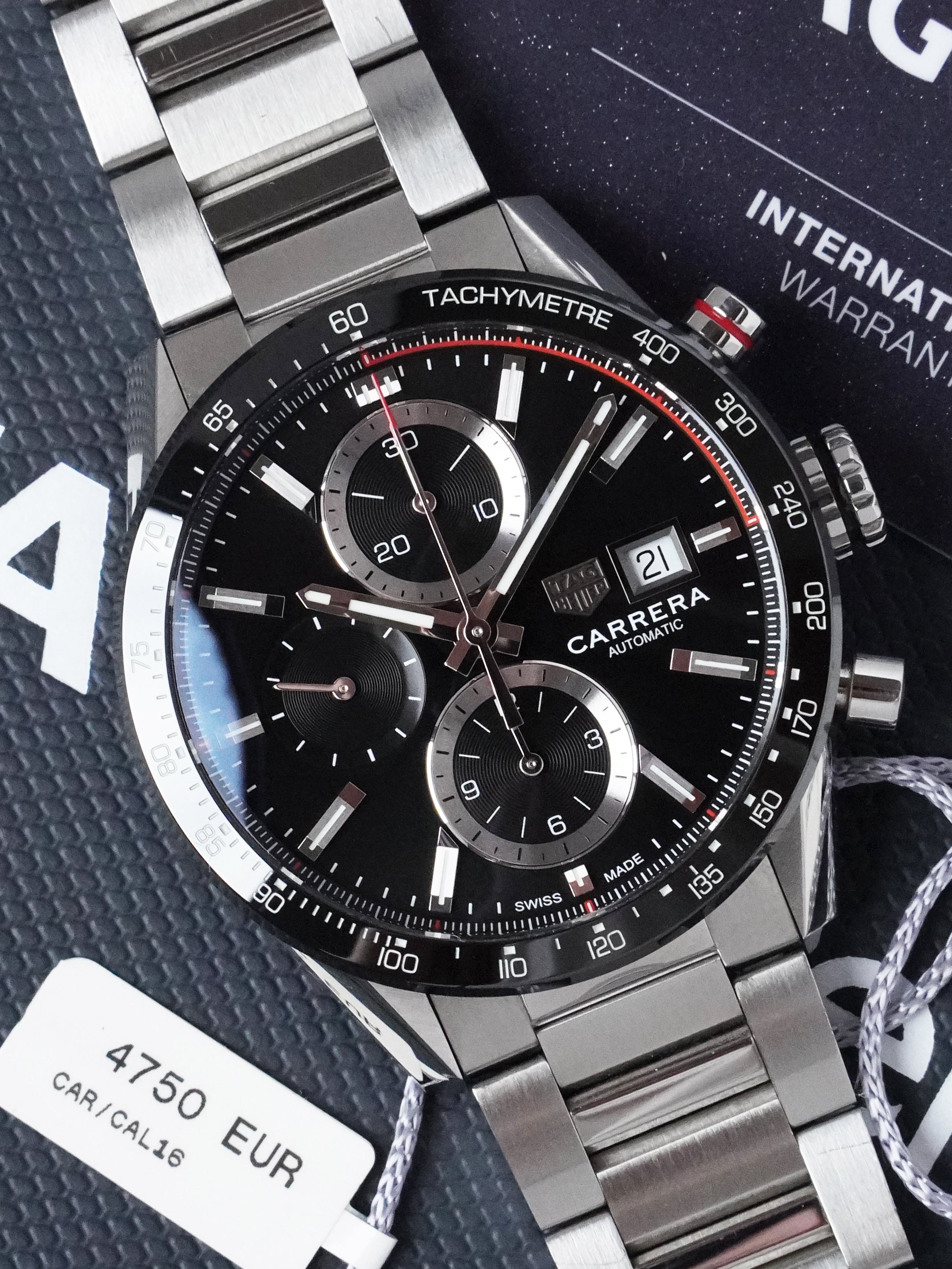 TAG Heuer Carrera Calibre 16 CBM2110.BA0651 - Stainless Steel, Black Dial, Automatic, Full Set (2024)