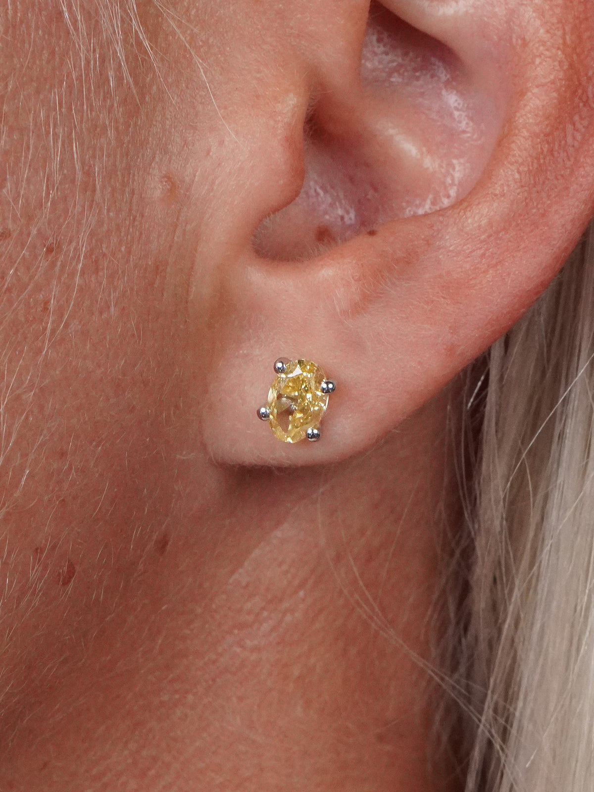 2.11 Ct Fancy Intense Yellow Lab-Grown Diamond Stud Earrings – IGI Certified / VVS2 / 18K White Gold