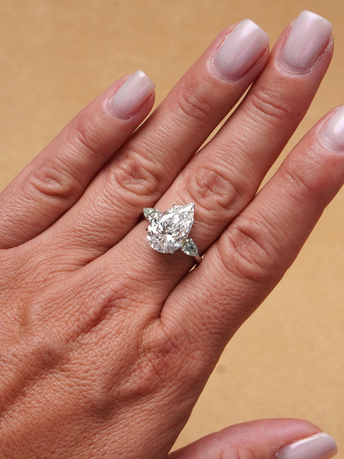 5.68 Ct Pear & Fancy Light Green Lab-Grown Diamond Ring – IGI Certified / VVS2 / 18K White Gold