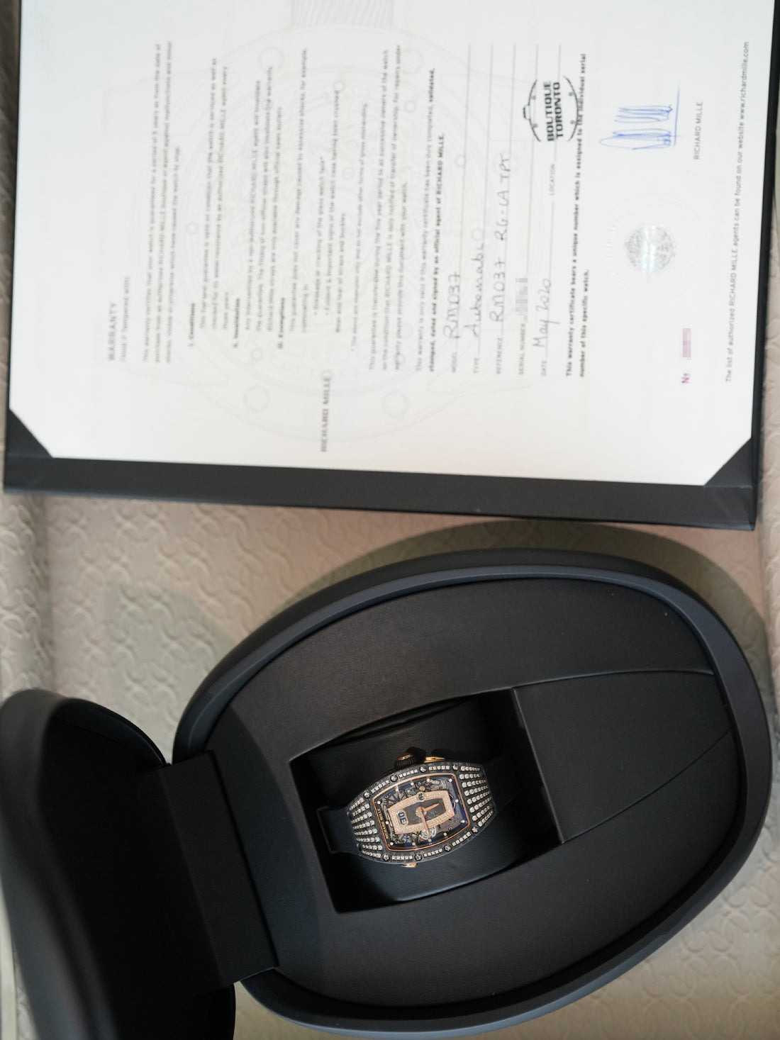 Richard Mille RM 037 RG CA TPT - 18k Rose Gold & Carbon TPT, Automatic, Full Set (2020)